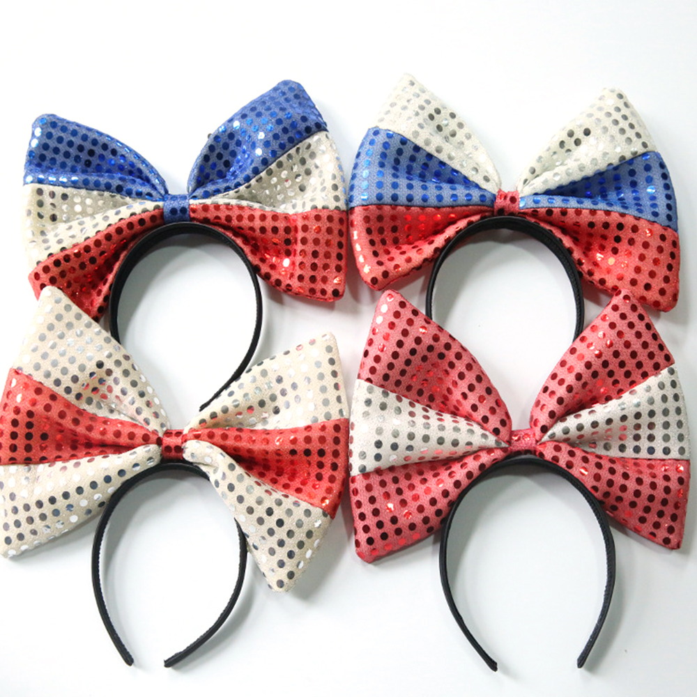 Qatar World Cup National Flag Glittery Bowknot Head Hoop 4