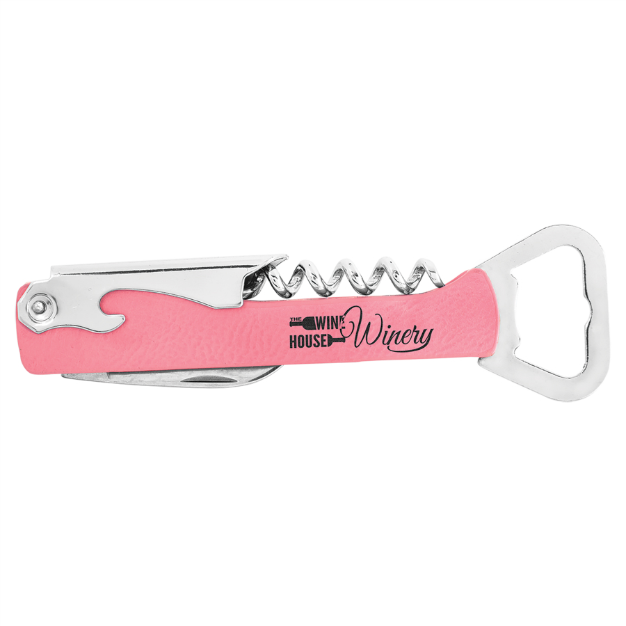 Pink Leatherette Wine Bottle Opener 1