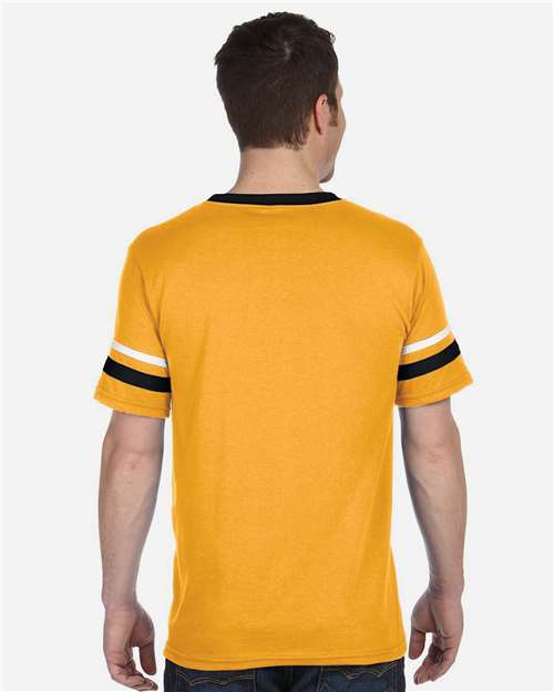 V-Neck Jersey with Striped Sleeves - 360 94