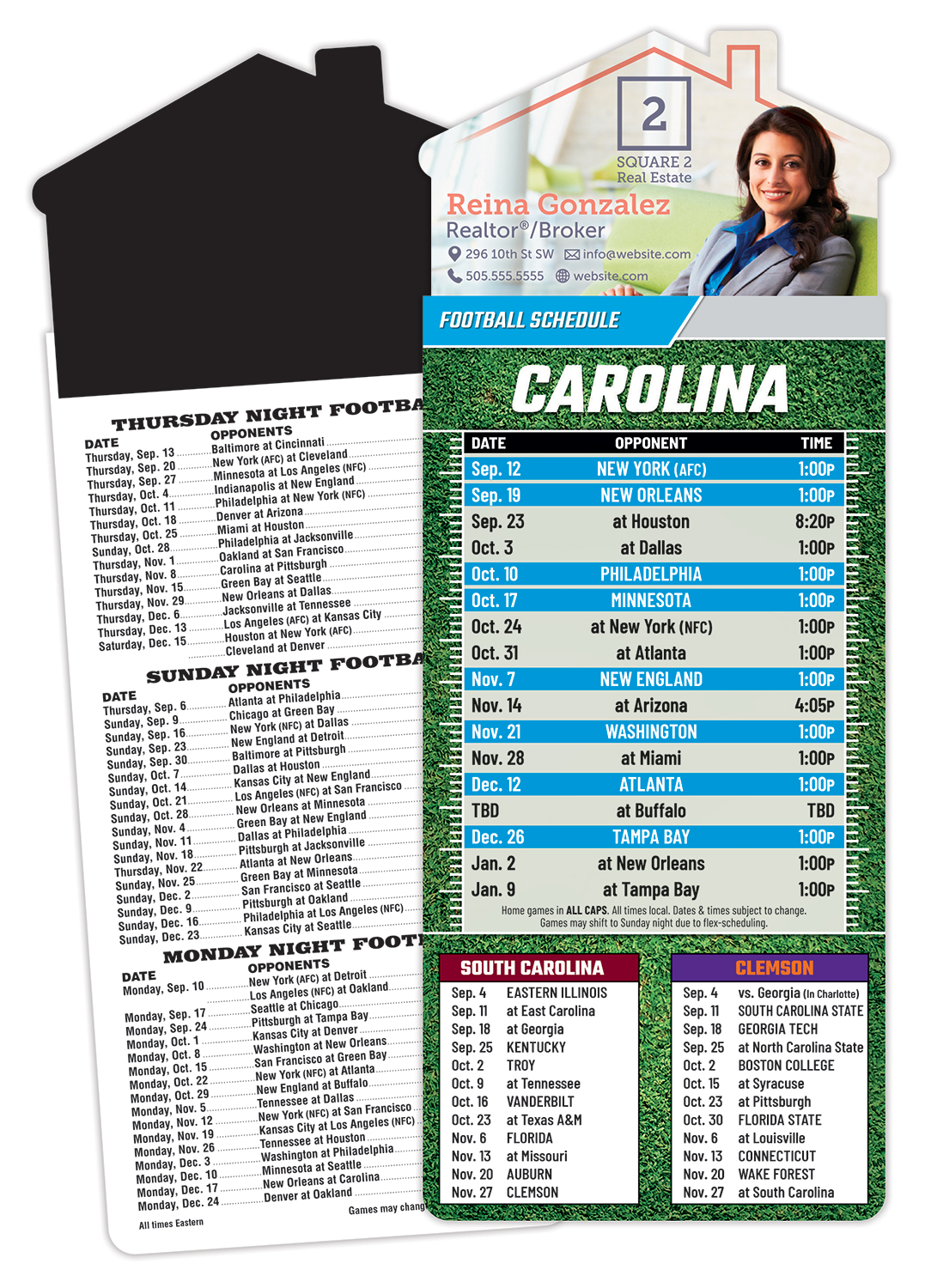 Magna-Card House Shape Magnet Football Schedules (3.5x9)