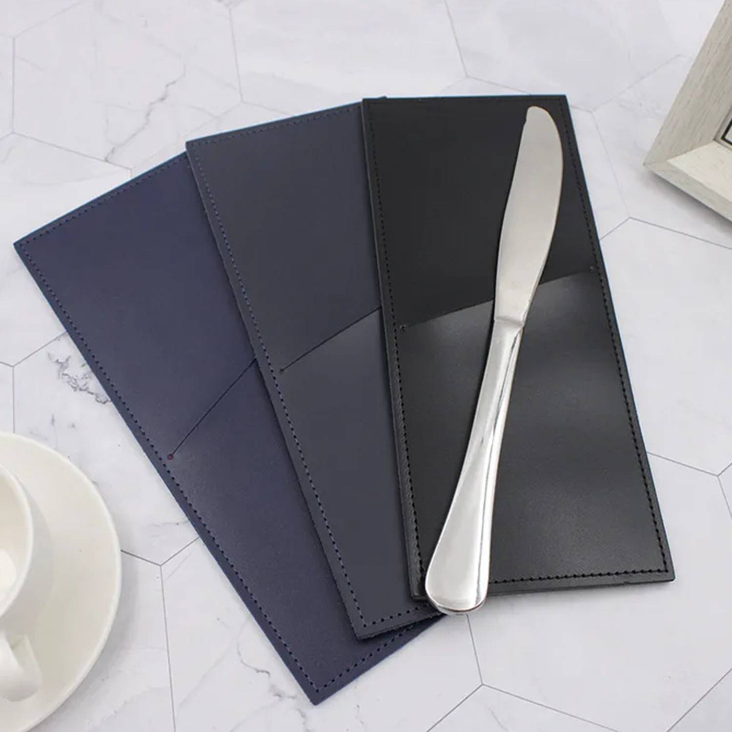 Leather Cutlery Sleeve Utensil Holder 1