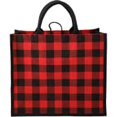 Buffalo Plaid Printed Jute Tote 2