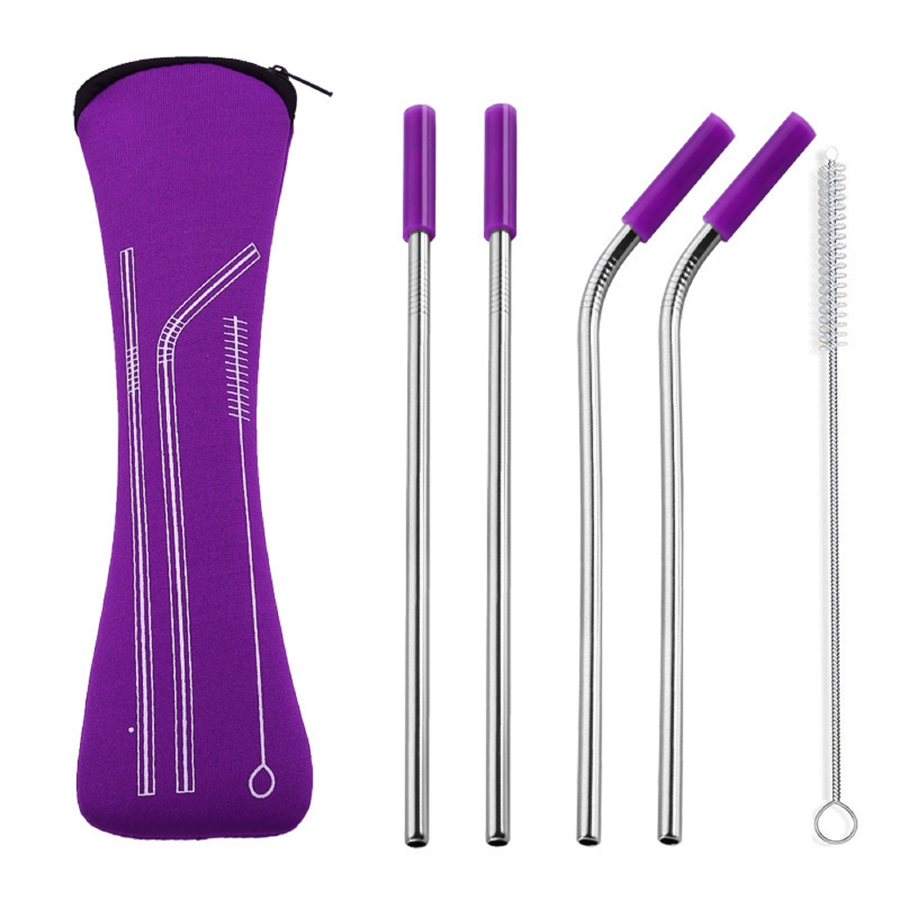 Stainless Steel Drinking Straw with Cleaner in Neoprene Bag 1