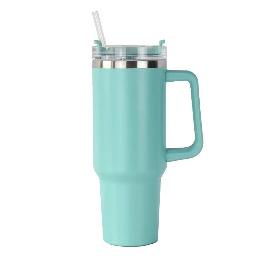 40 oz Vacuum Stainless Steel Tumbler W/ Handle & Straw 15