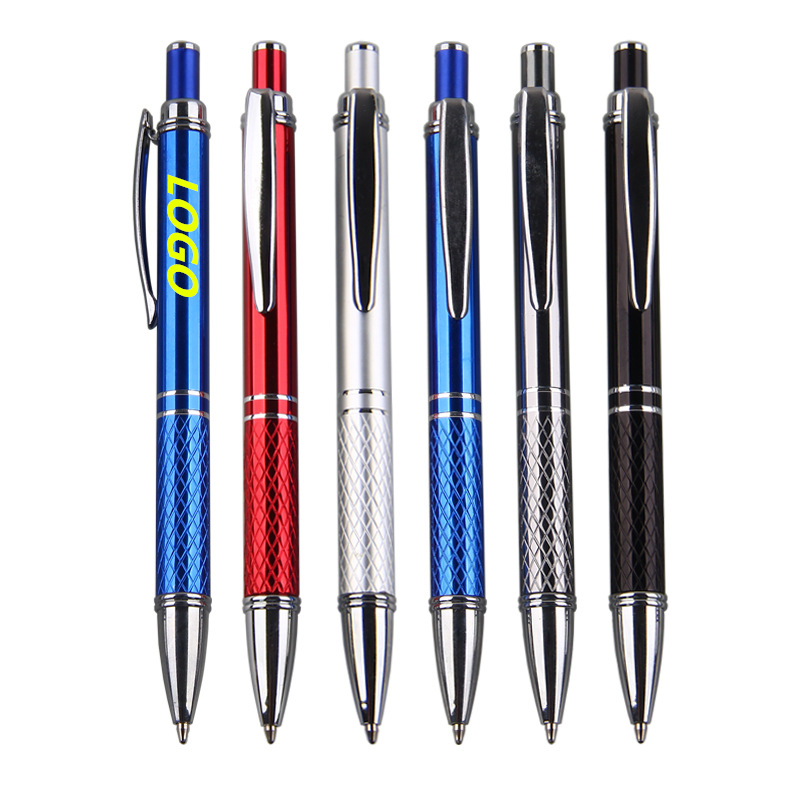 Metal push click action ball point pen 3