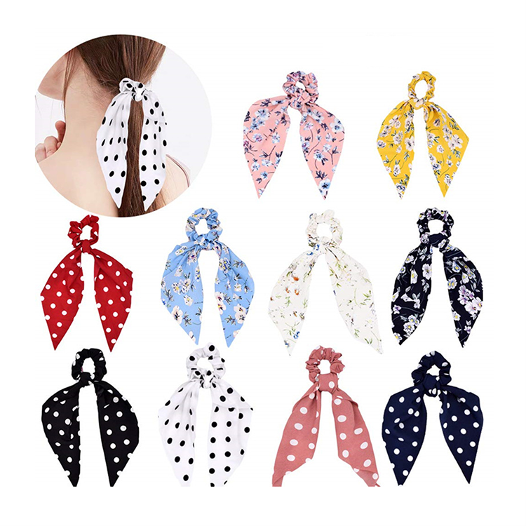 Women Hair Scarf Bowknot Scrunchies Ponytail Holder 1