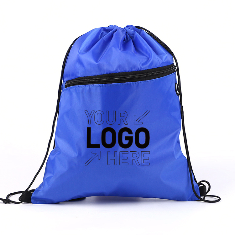 Drawstring Backpack with Front Zipper Pocket Made of 210D polyester material 2