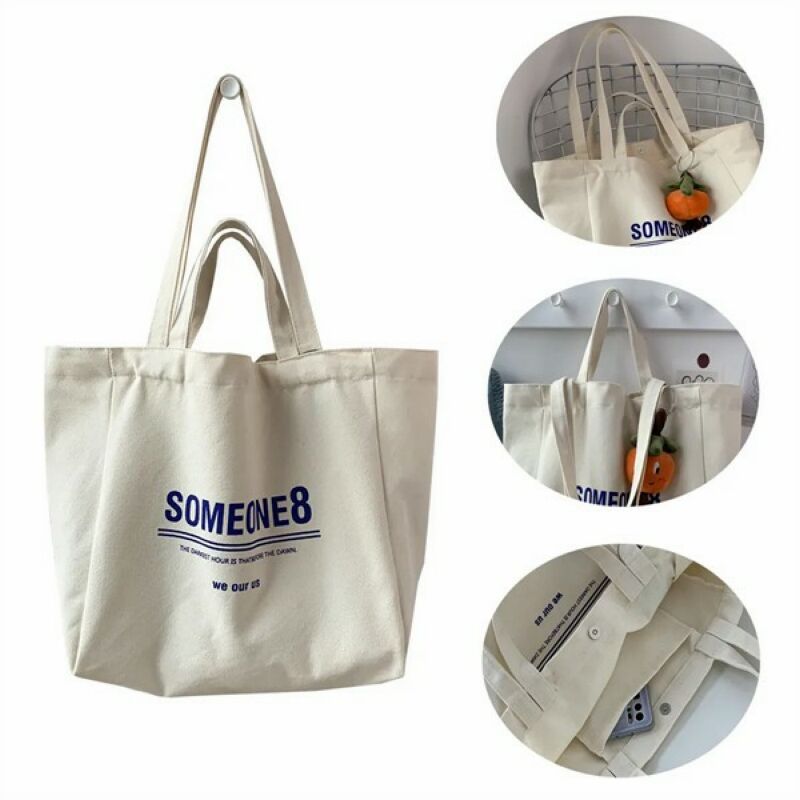 Canvas Grocery Bags XL with Long Shoulder Strap and Short Ha