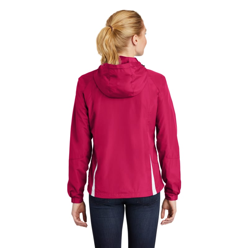 Sport-Tek Women's Colorblock Hooded Raglan Jacket. 21