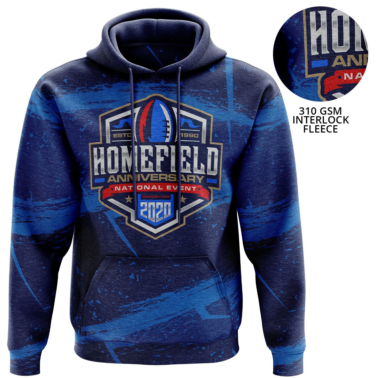 Youth 310 GSM Interlock Fleece Sublimation Pullover Hoodies w/  Kangaroo Pocket