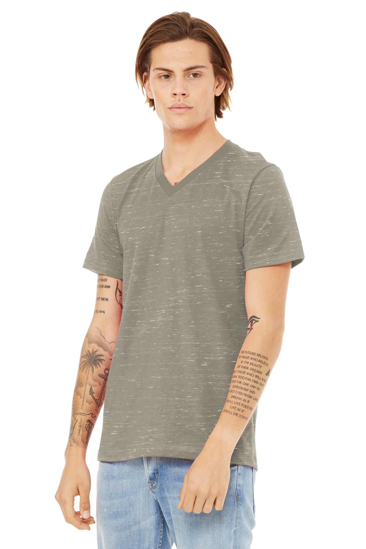 BELLA+CANVAS Unisex Textured Jersey V-Neck Tee BC3655 50