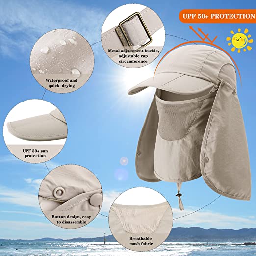 Neck Fishing Sun Protection Detachable Face Flap Hat 7