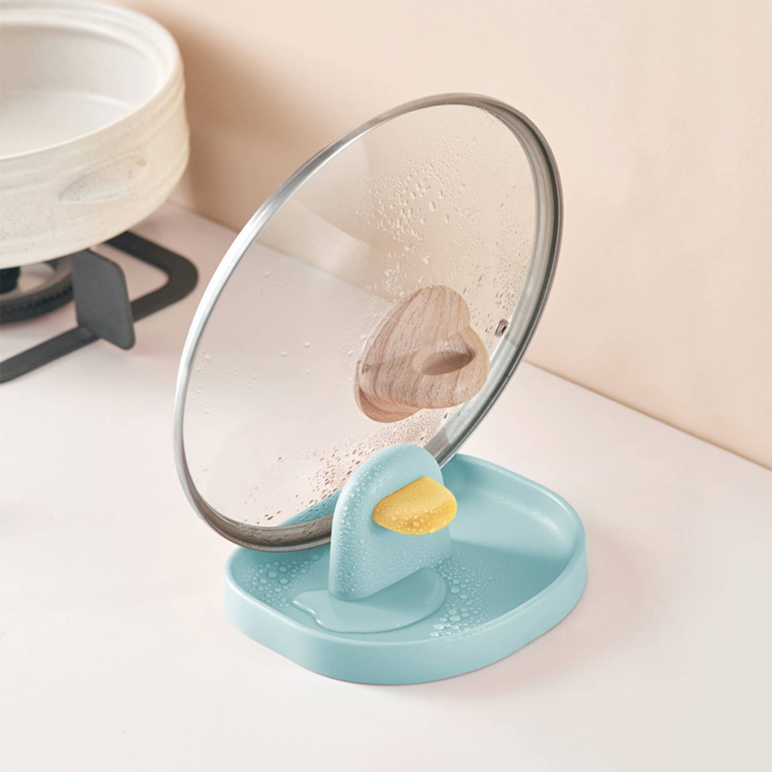 Pot lid rack tongs rest holder 10