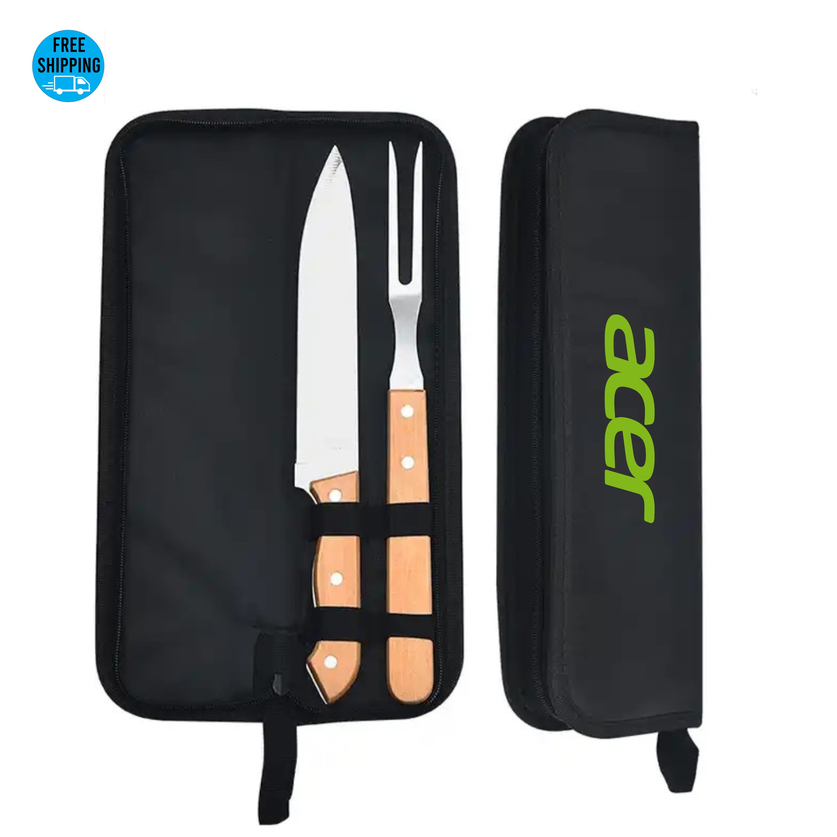 2-Piece BBQ Grill Tool Set with Wood Handle - OCEAN 2