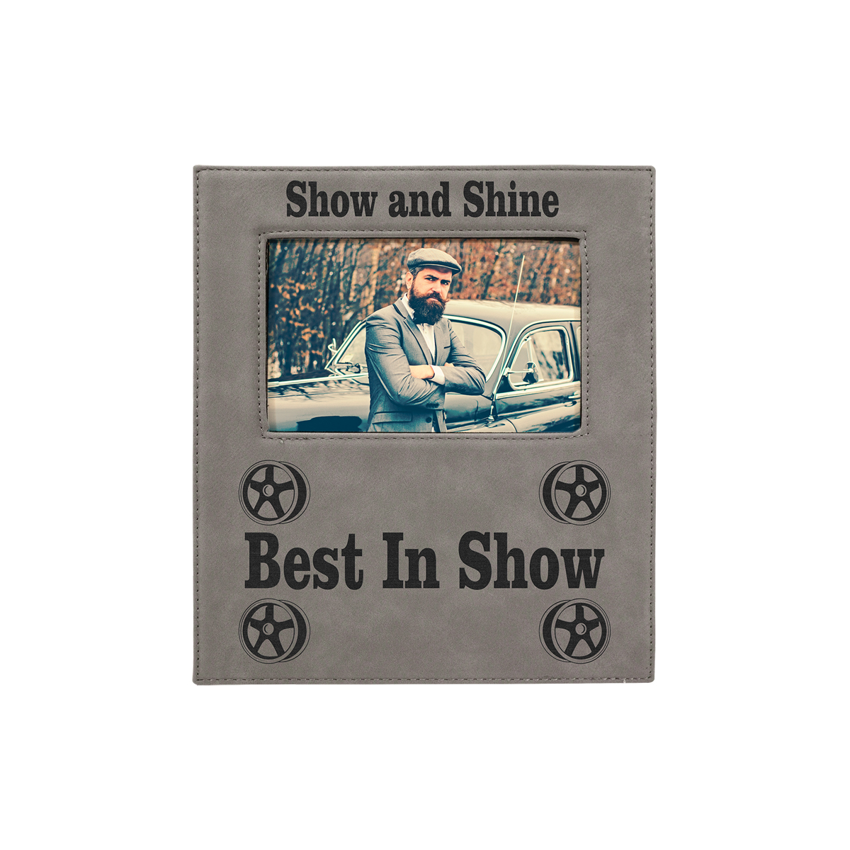 4" x 6" Gray Leatherette Photo Frame