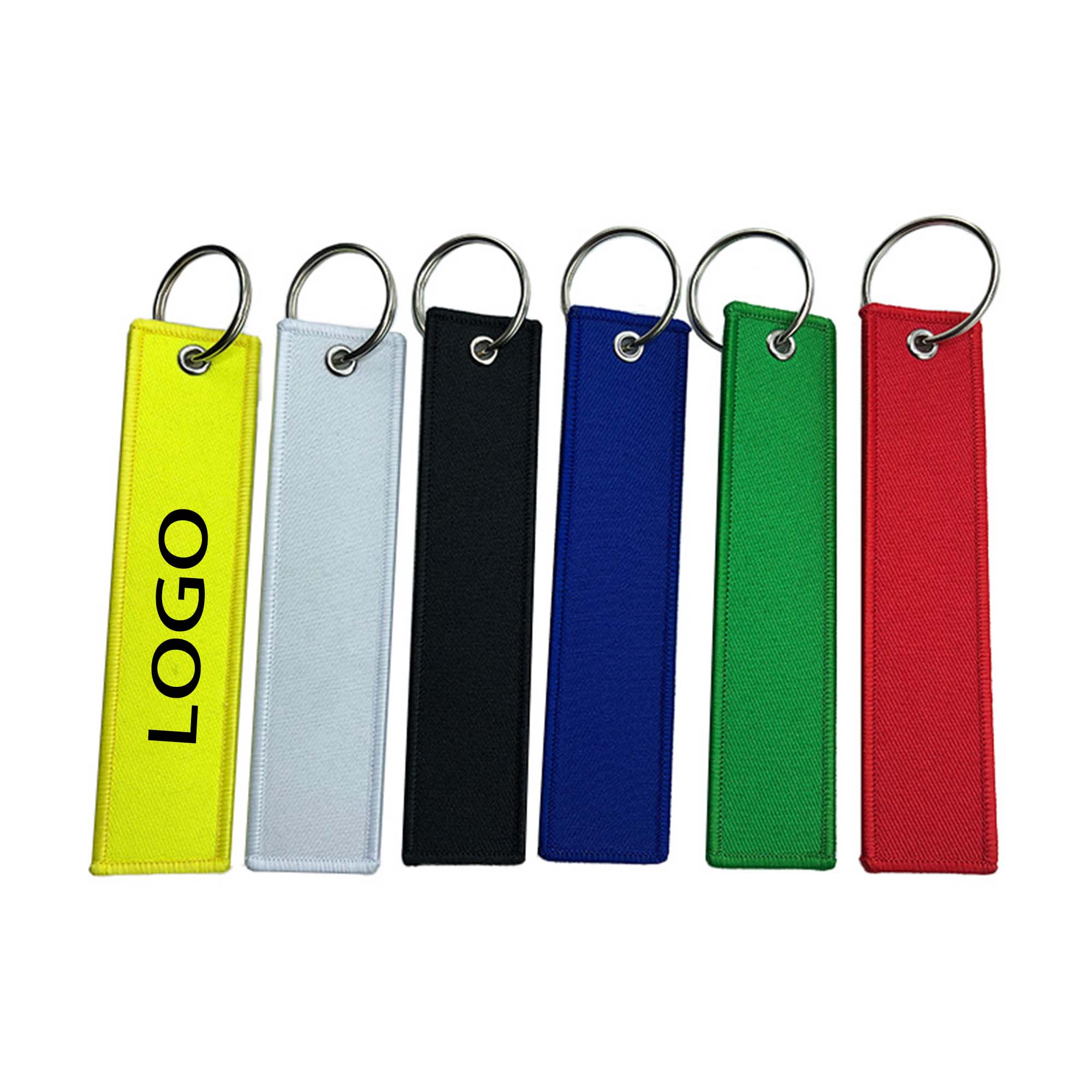 MOQ 100 Embroidery Woven Strip Keychain 1