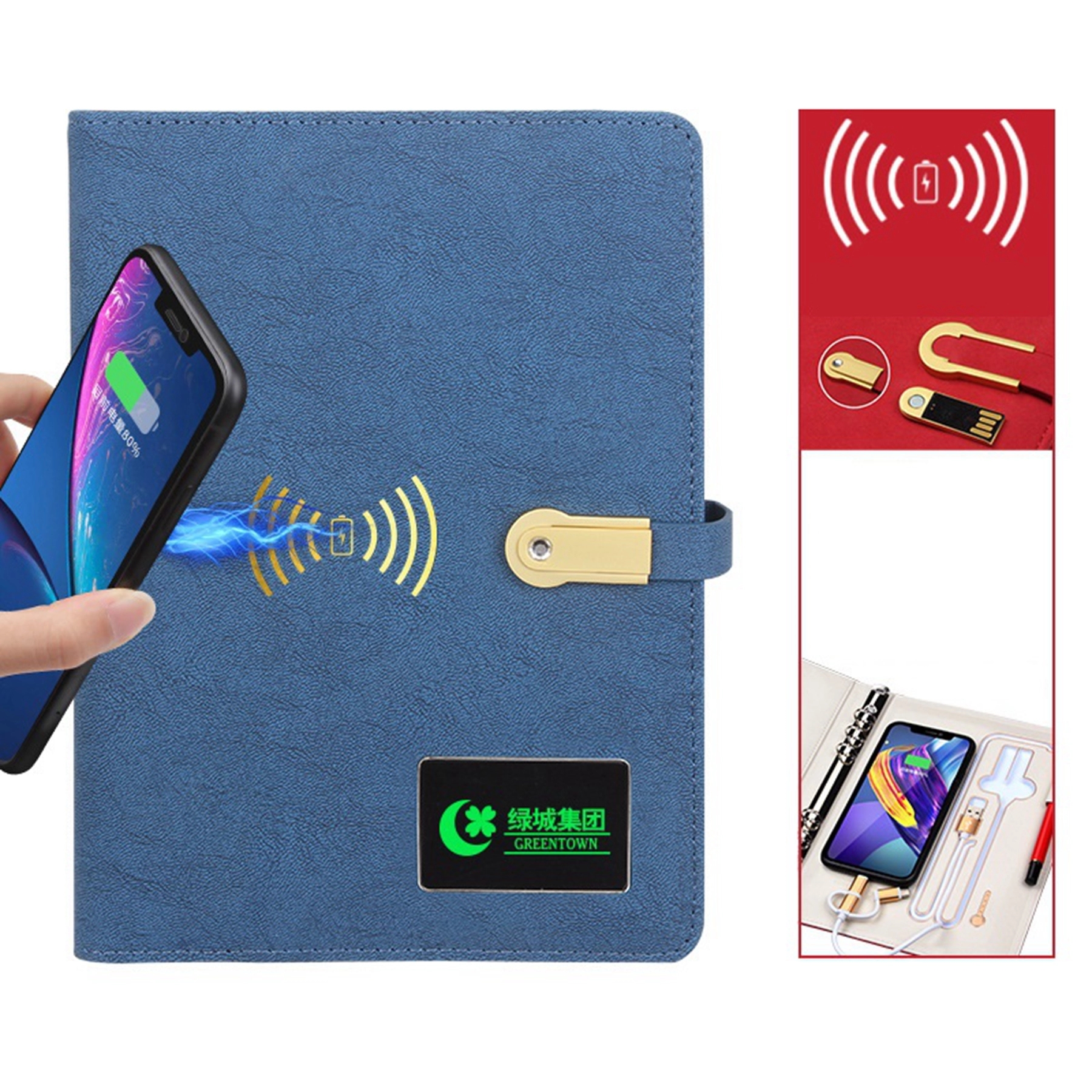 LED Notepad with 8000 mAh Power Bank 5W Wireless Charger 7