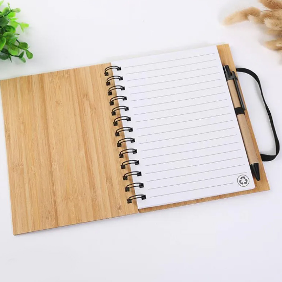 A5 Eco-Friendly Bamboo Notebook with Spiral Binding & Pen 4