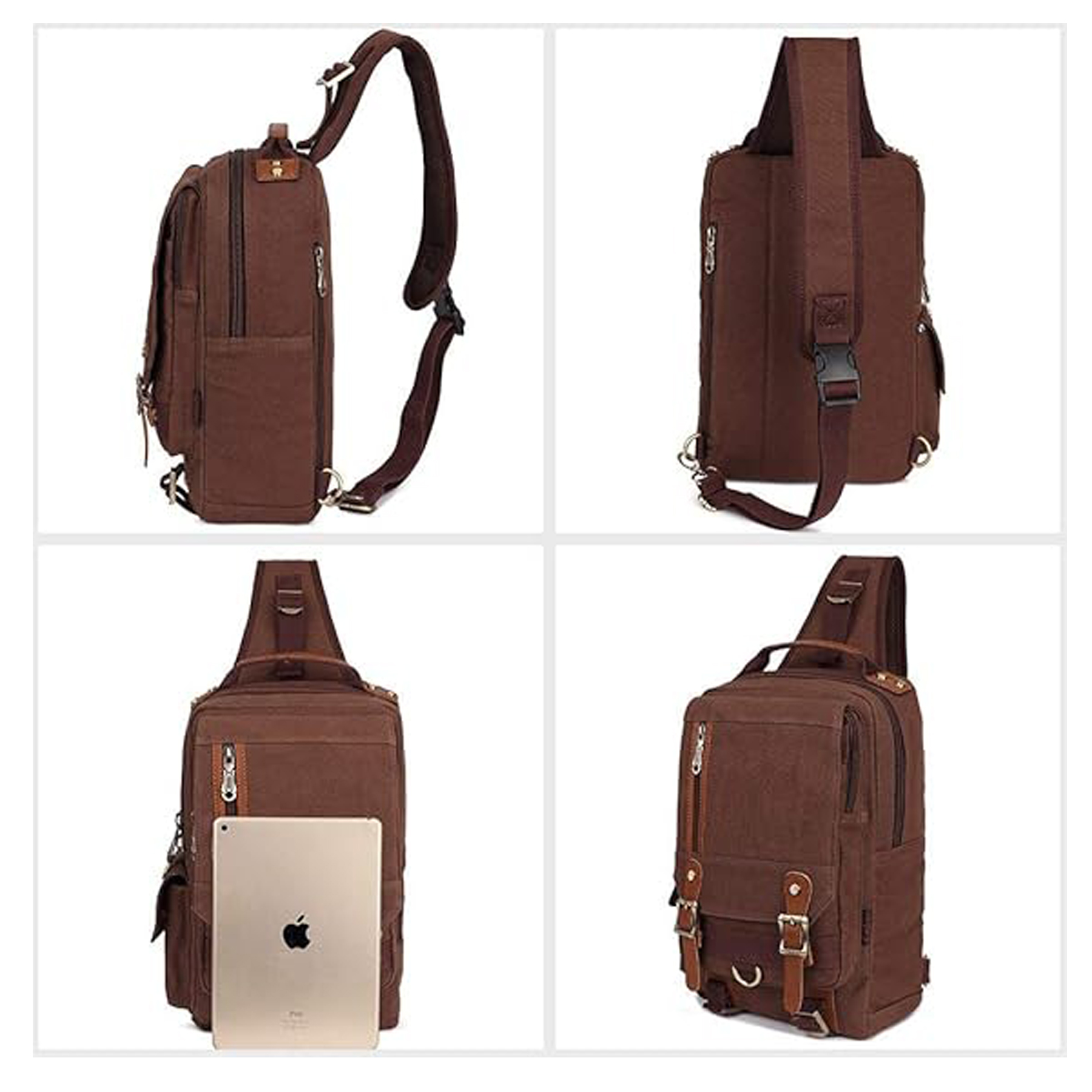 Travel and Hiking Canvas Sling Backpack 6