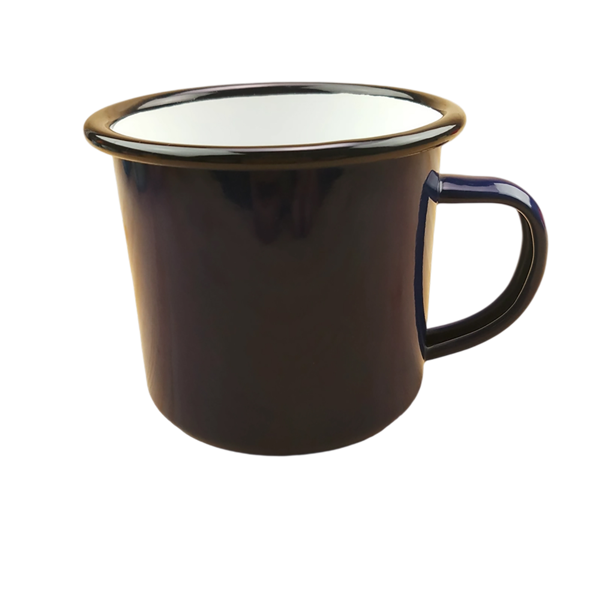 Enamel Metal Camper Mug 12oz Retro Style With Blue Rim 8