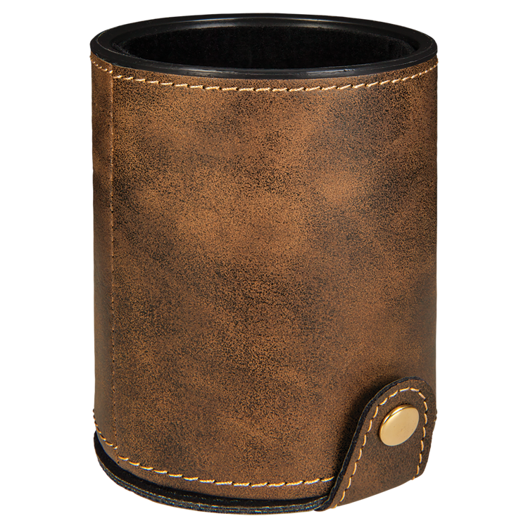 Rustic/Gold Leatherette Dice Cup with 5 Dice 3