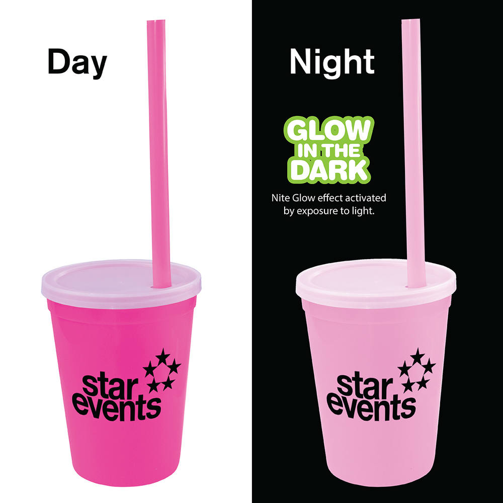 12 oz. Nite Glow Stadium Cup/Straw/Lid Set 4