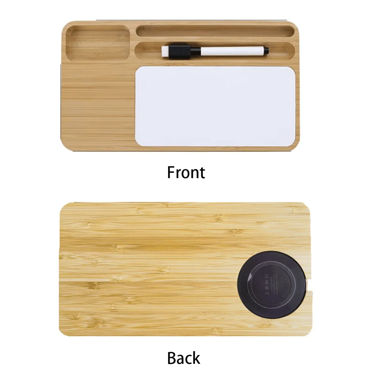 Bamboo 10W Wireless Charging Desk Organizer With Writing Pad 3
