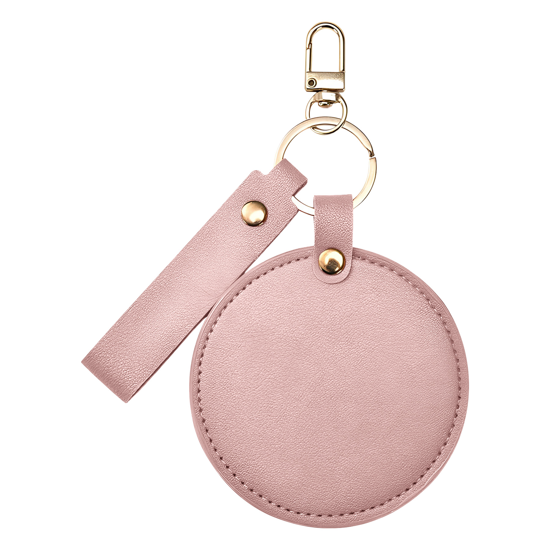 Compact Round Leather Makeup Mirror Keychains 18