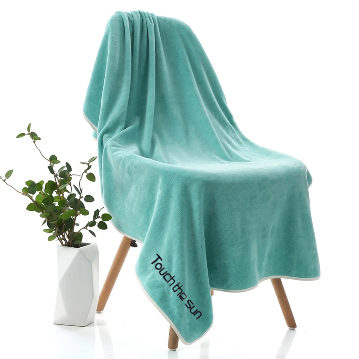 Coral Velvet Pure Color Soft Customed Beach And Bath Towel 5