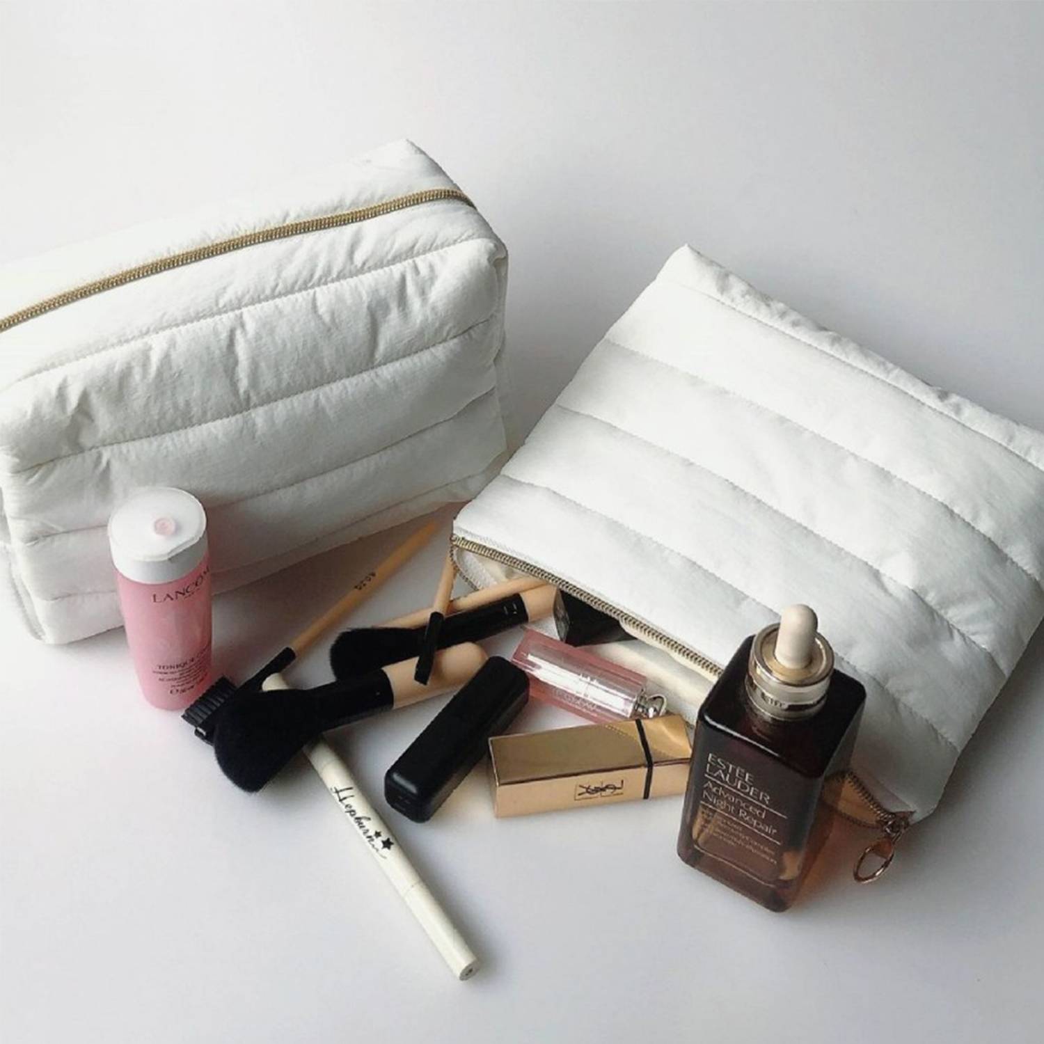 Cotton Quilted Makeup Bag Coquette Accessories Organizer 4