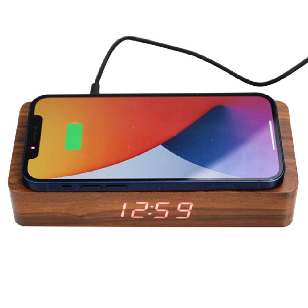 Eco Wireless Charging Alarm Clock W/Temp 7