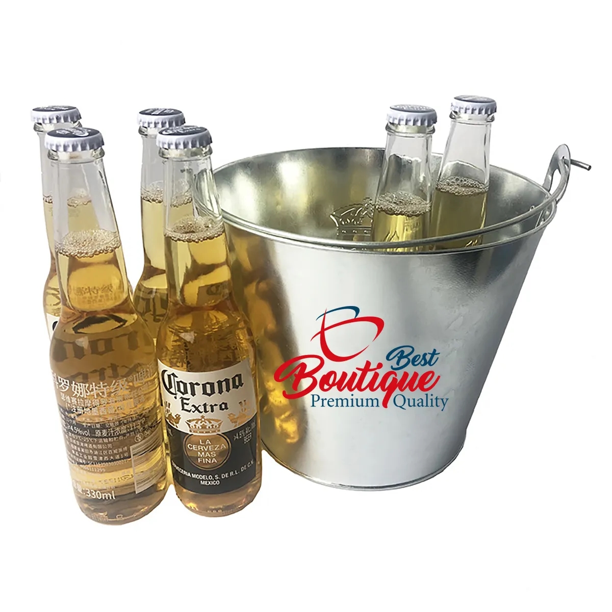 5L Beer Galvanized Ice Bucket With Bottle Opener 4