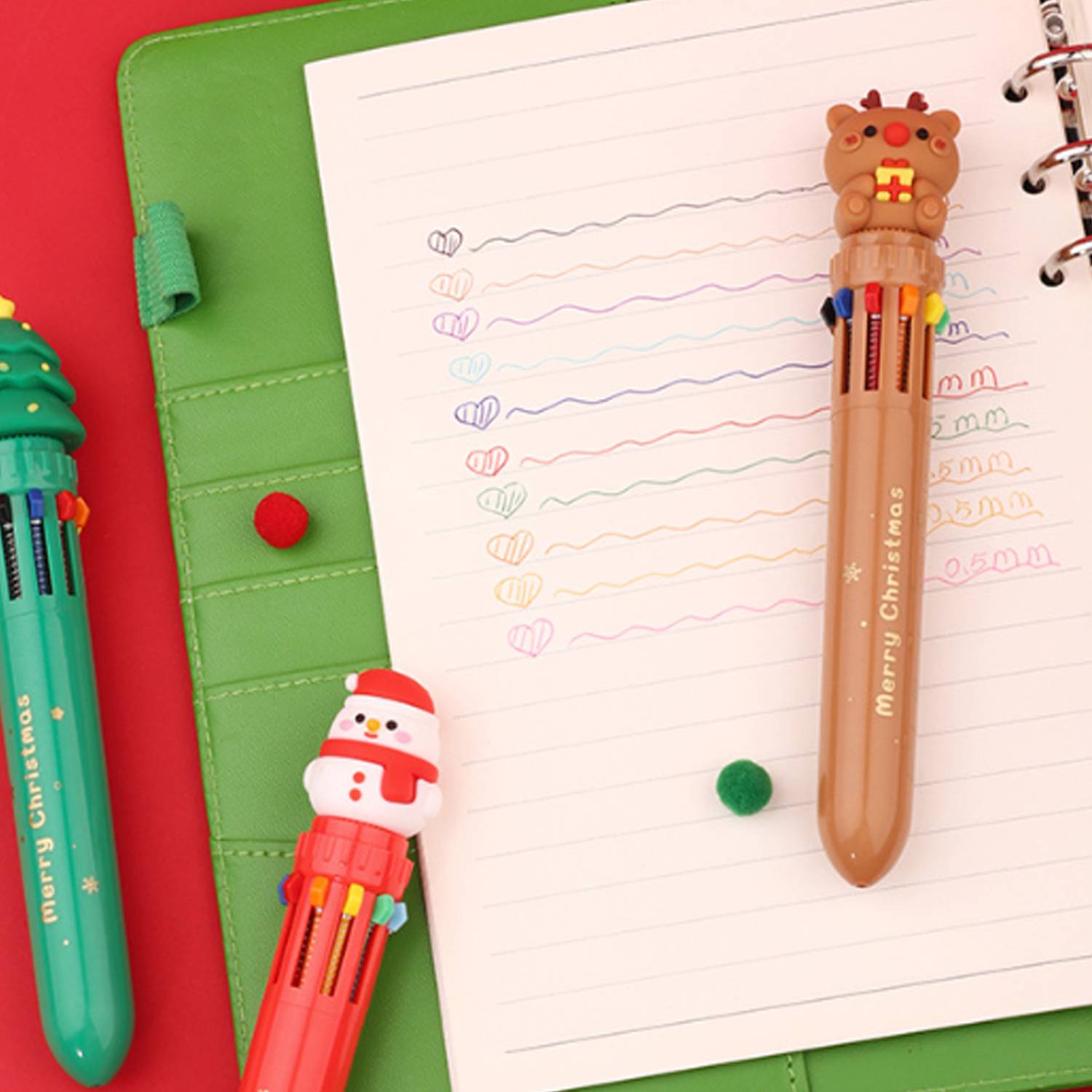 10 Colors Christmas Press Ballpoint Pen 3