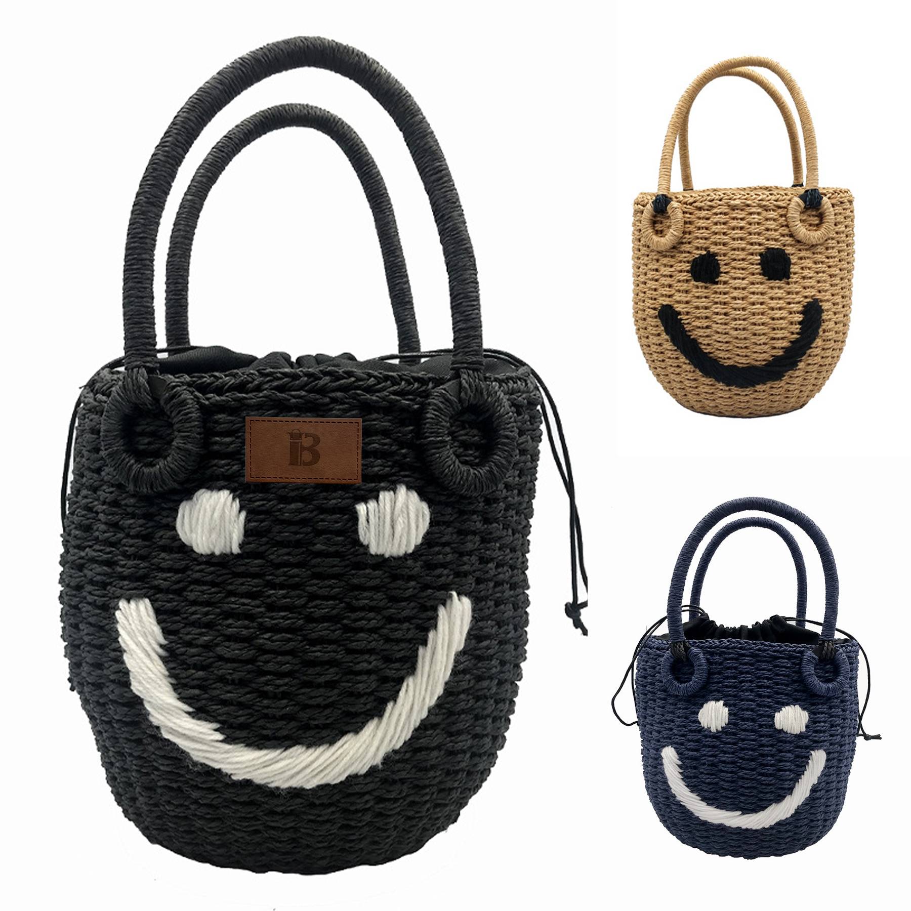Jute Smiley straw bucket bag 1
