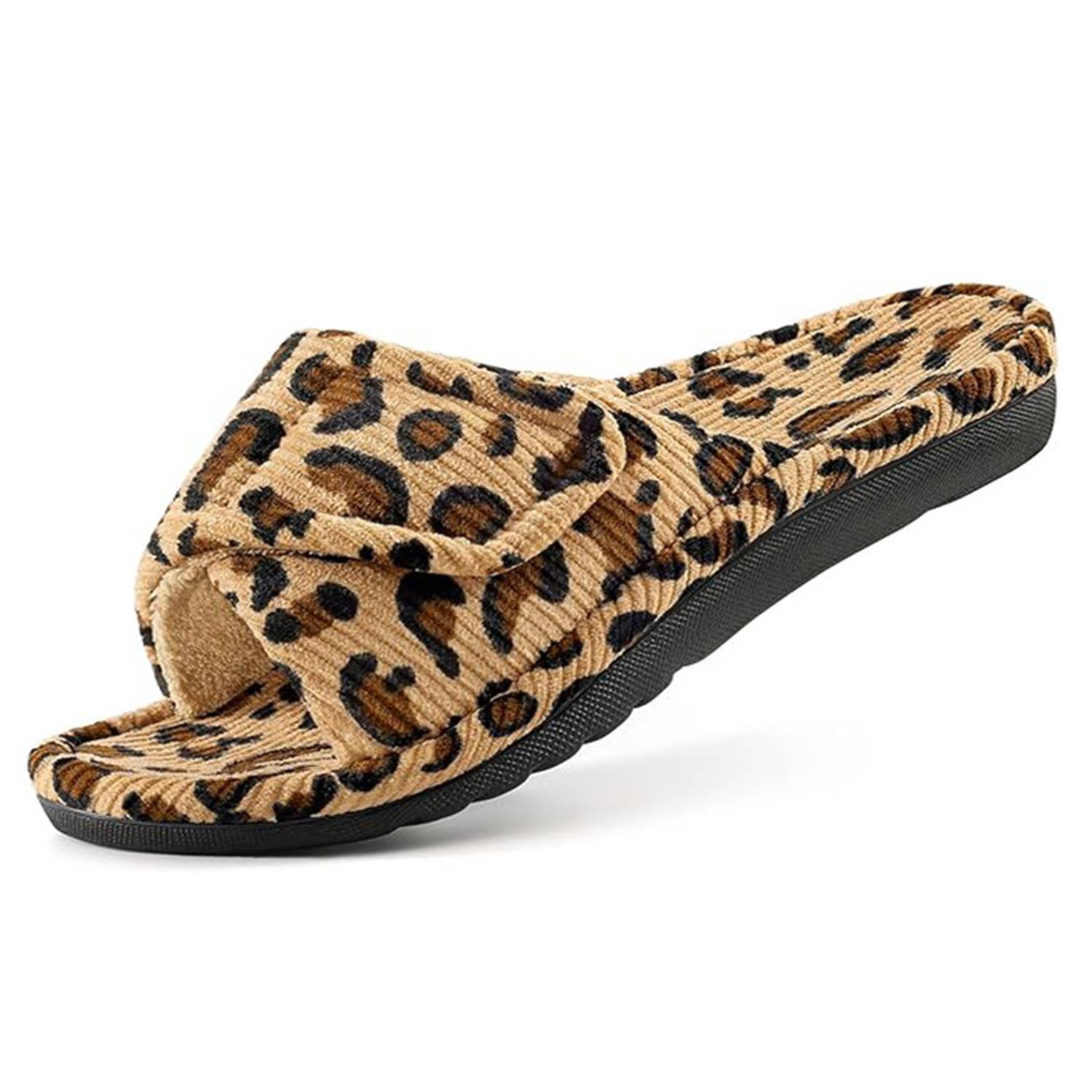 Corduroy Adjustable Strap House Slippers w/ Arch Support 22