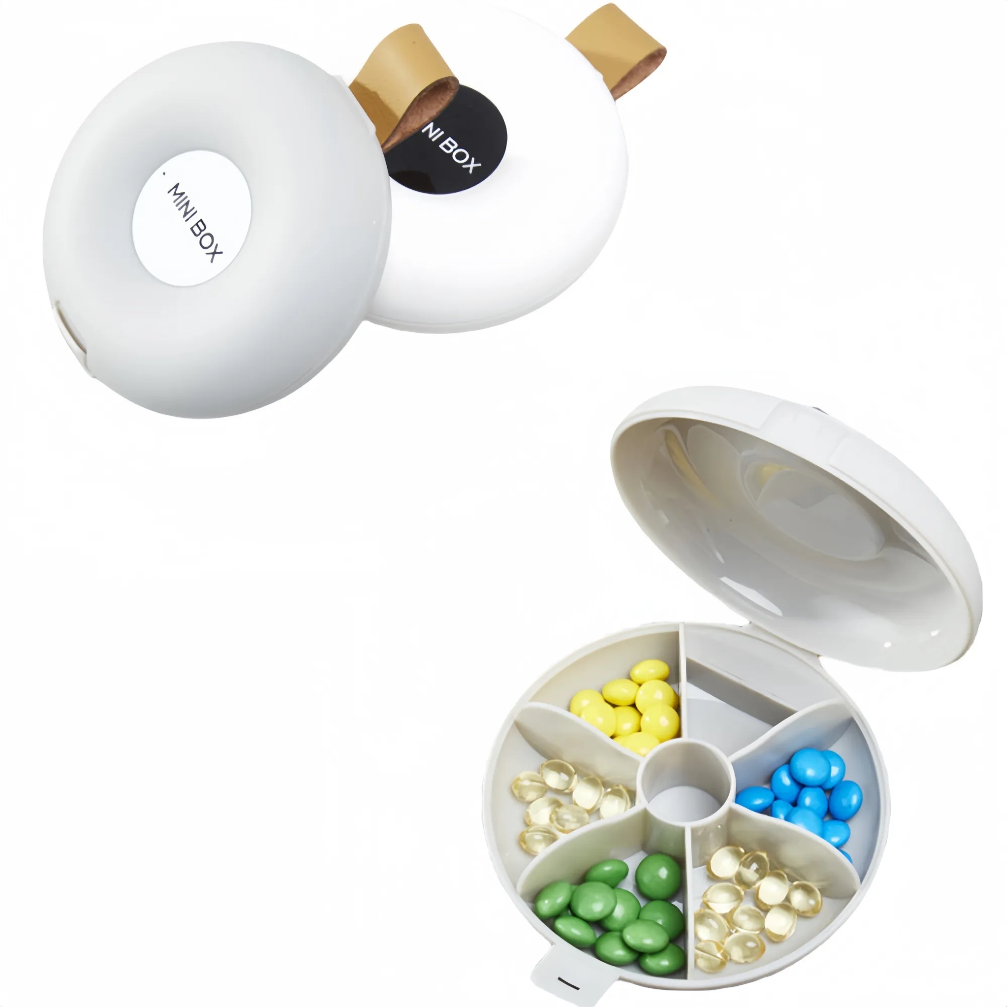 MOQ100 Carry Lanyard Anti-Loss Mini Compartments Pill Box 4