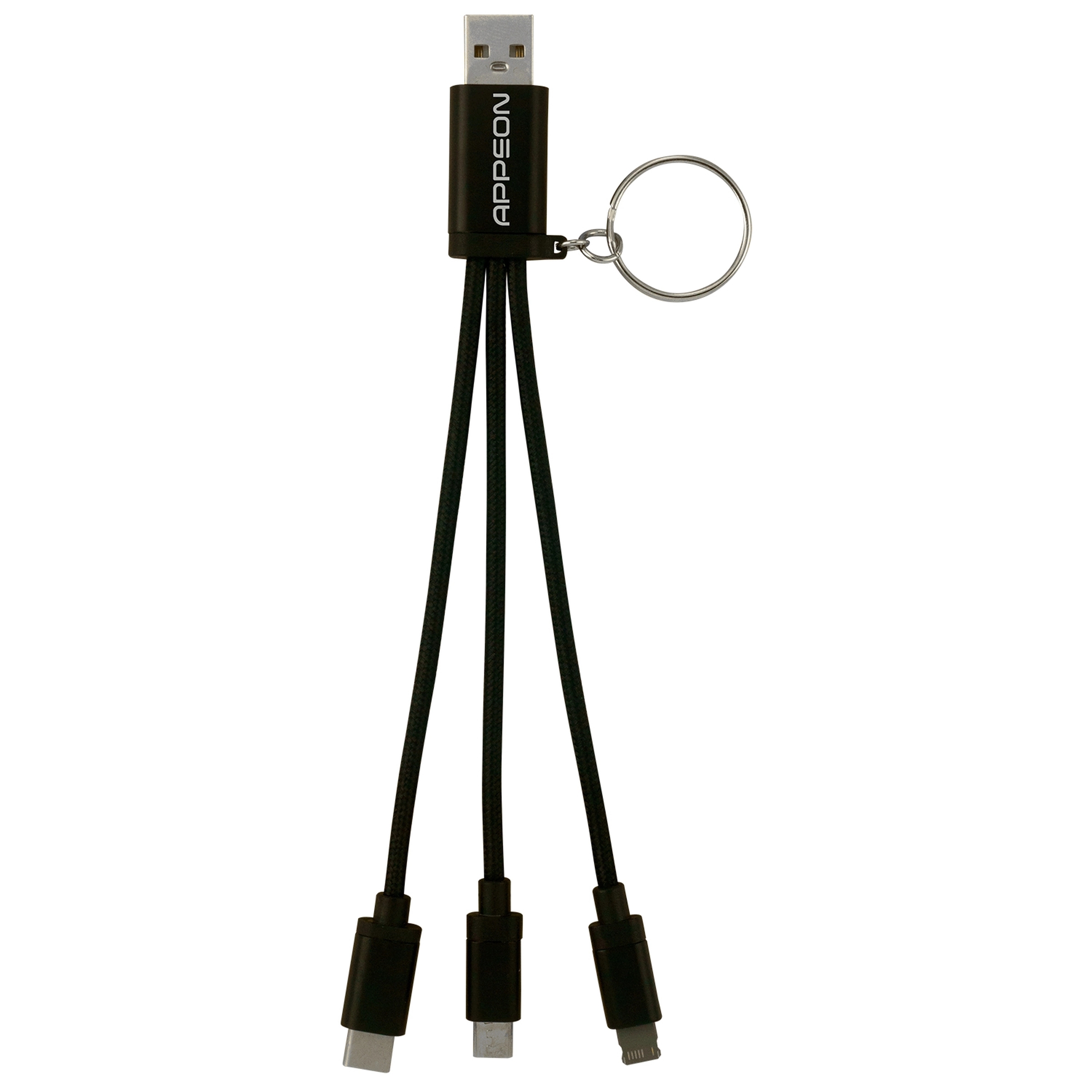 Metallic 3-in 1 Keychain Cable with Type C USB 5