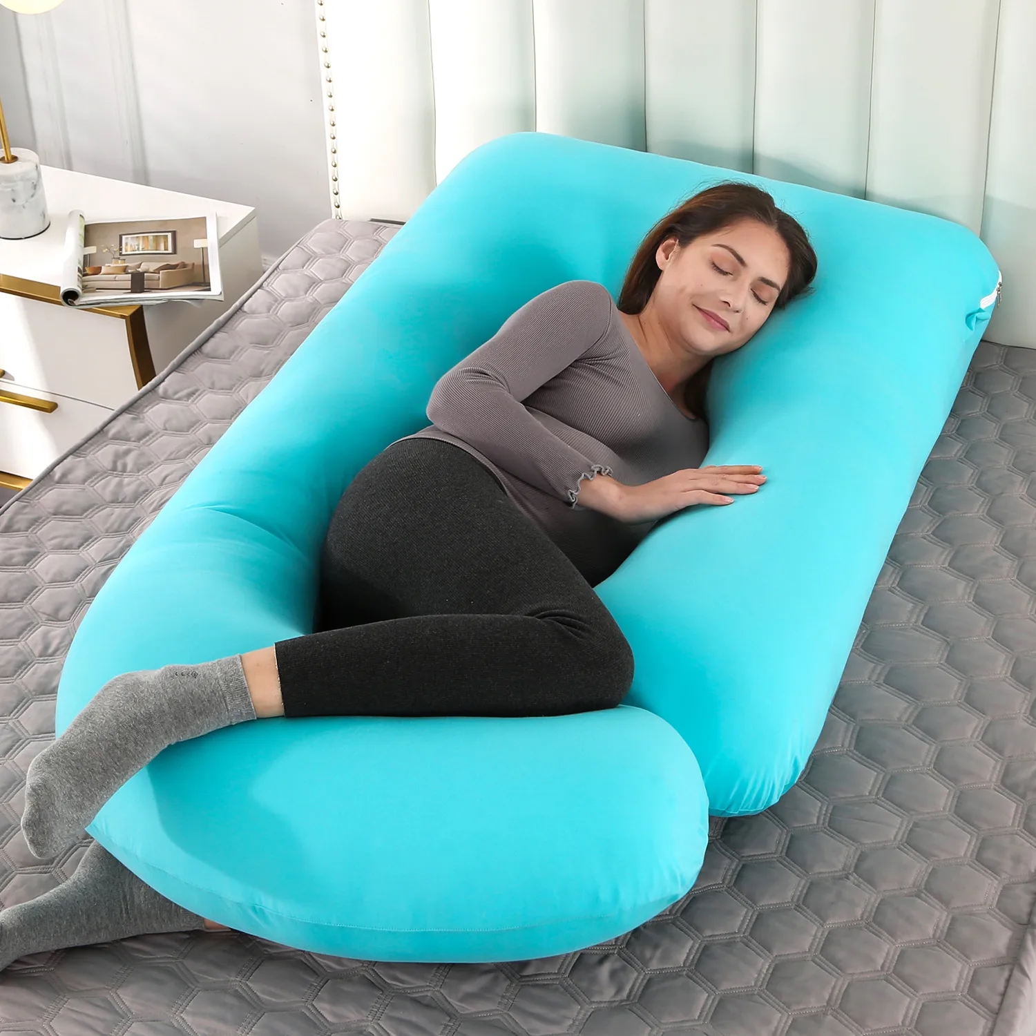 U Shaped Full Body Maternity Pillow With Removable Cover 3