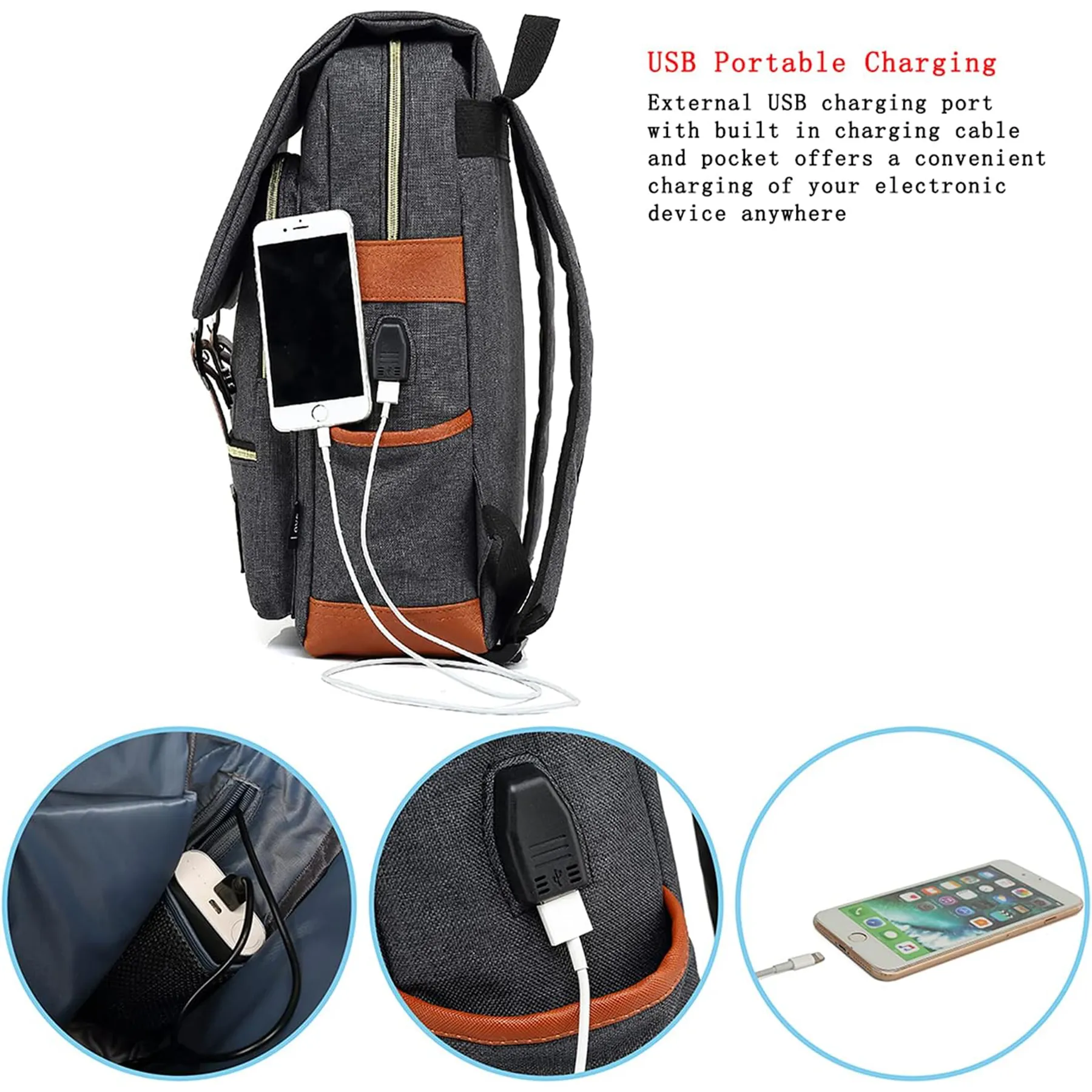 Laptop Backpack With USB Charging Port 6