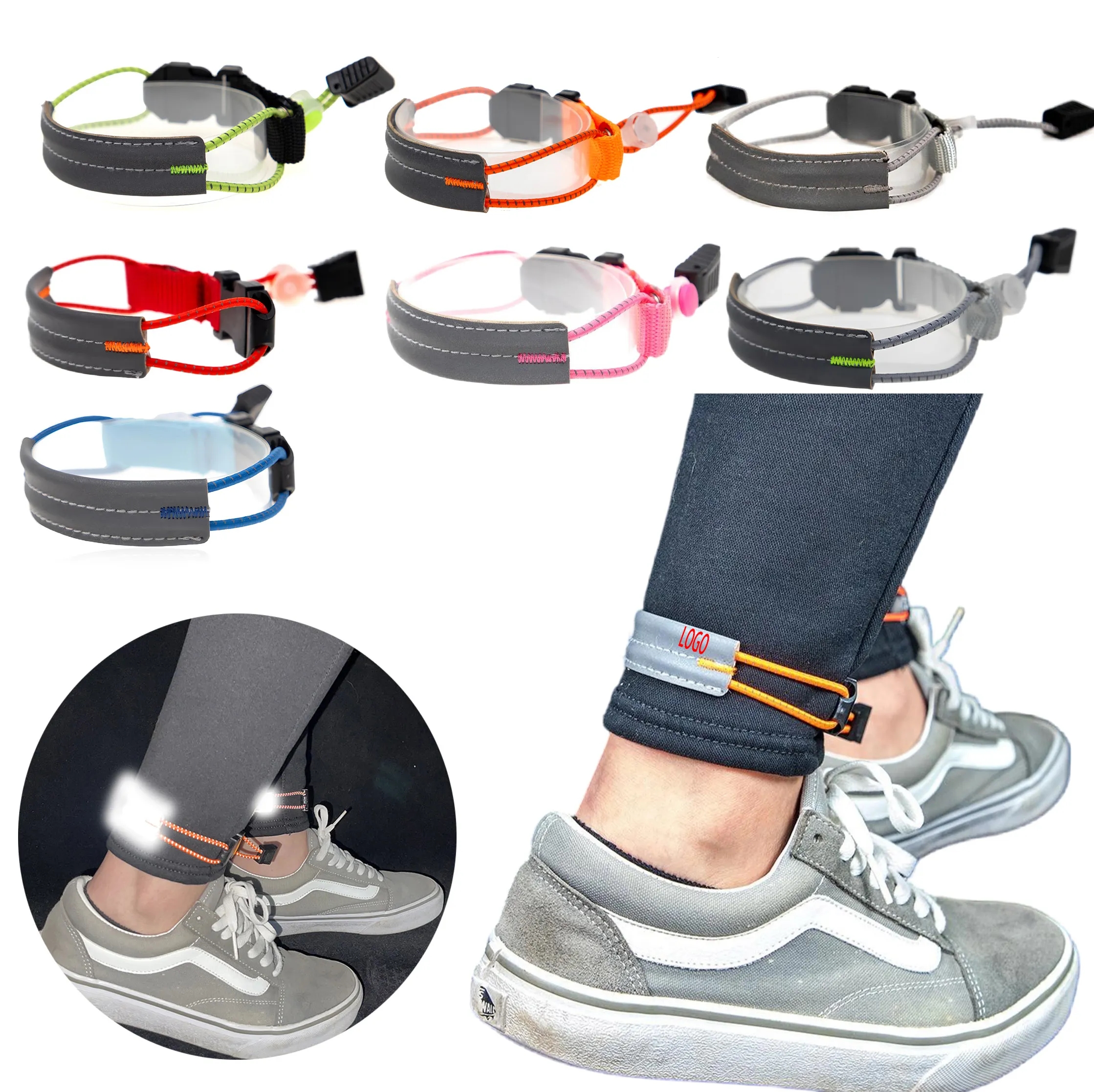 Custom Magnetic Bike Pant Strap Reflective Safety Elastic Adjustable for Cycling Jogging 5