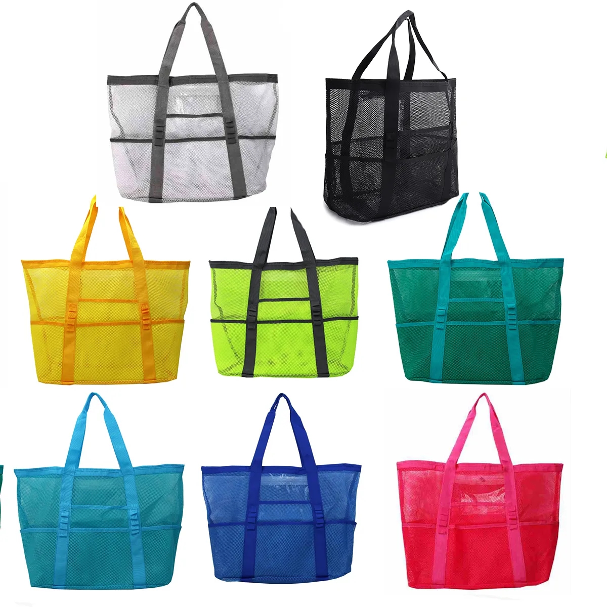 Portable Foldable Mesh Beach Tote Bag, custom tote bag with logo imprint 4