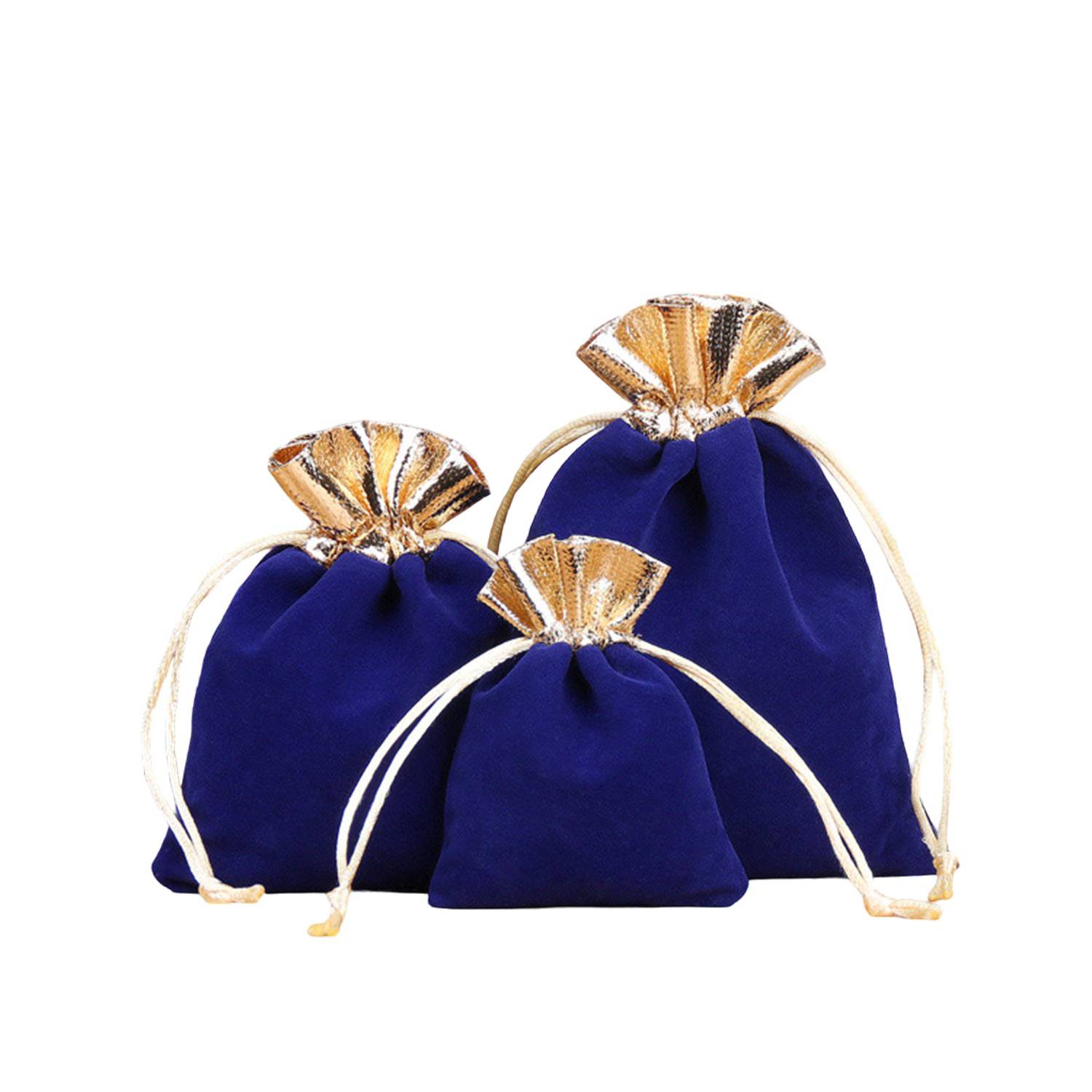Velvet Two Tone Drawstring Jewelry Pouch 7