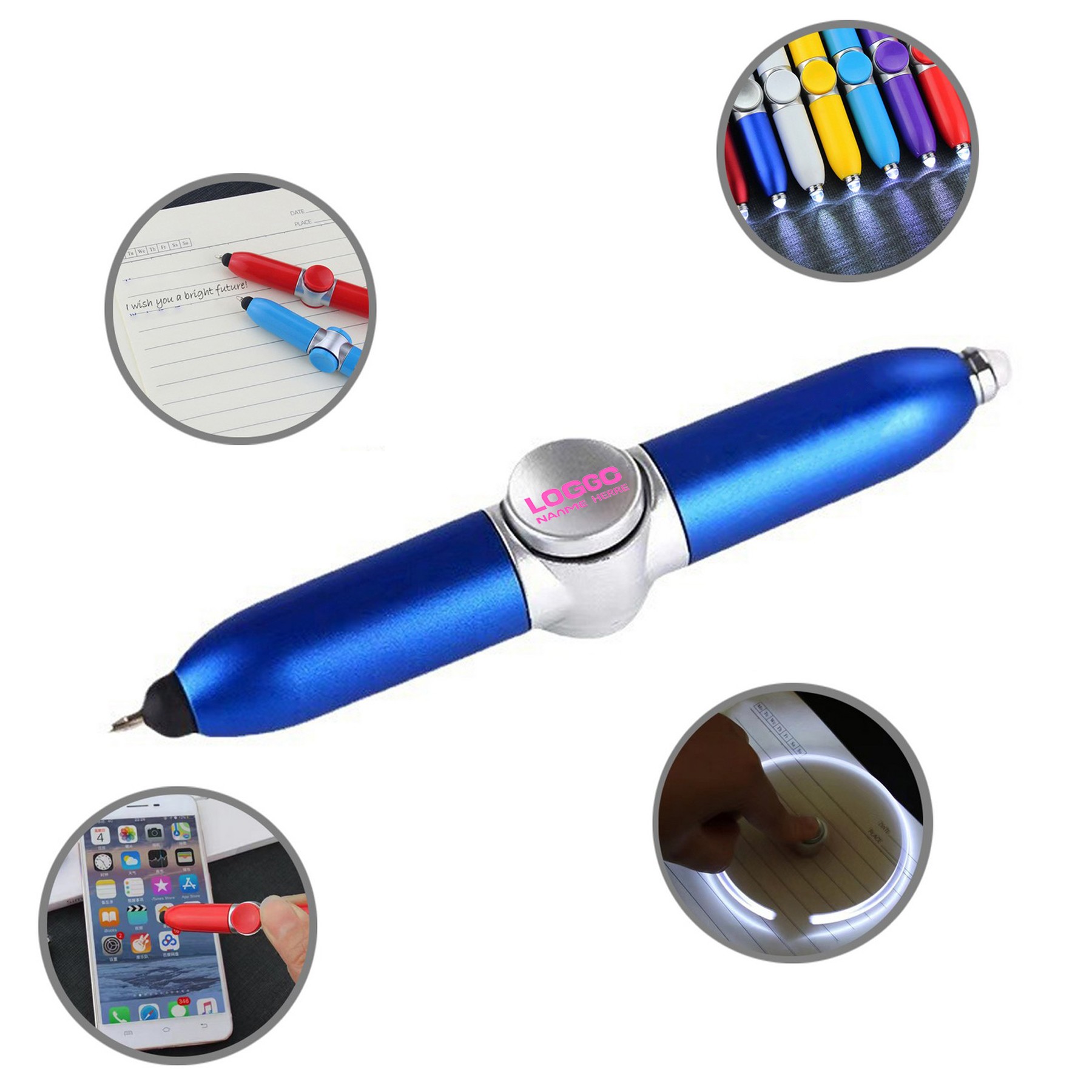 4 In 1 Fingertip Gyro LED Light Touch Ballpoint Pen 3