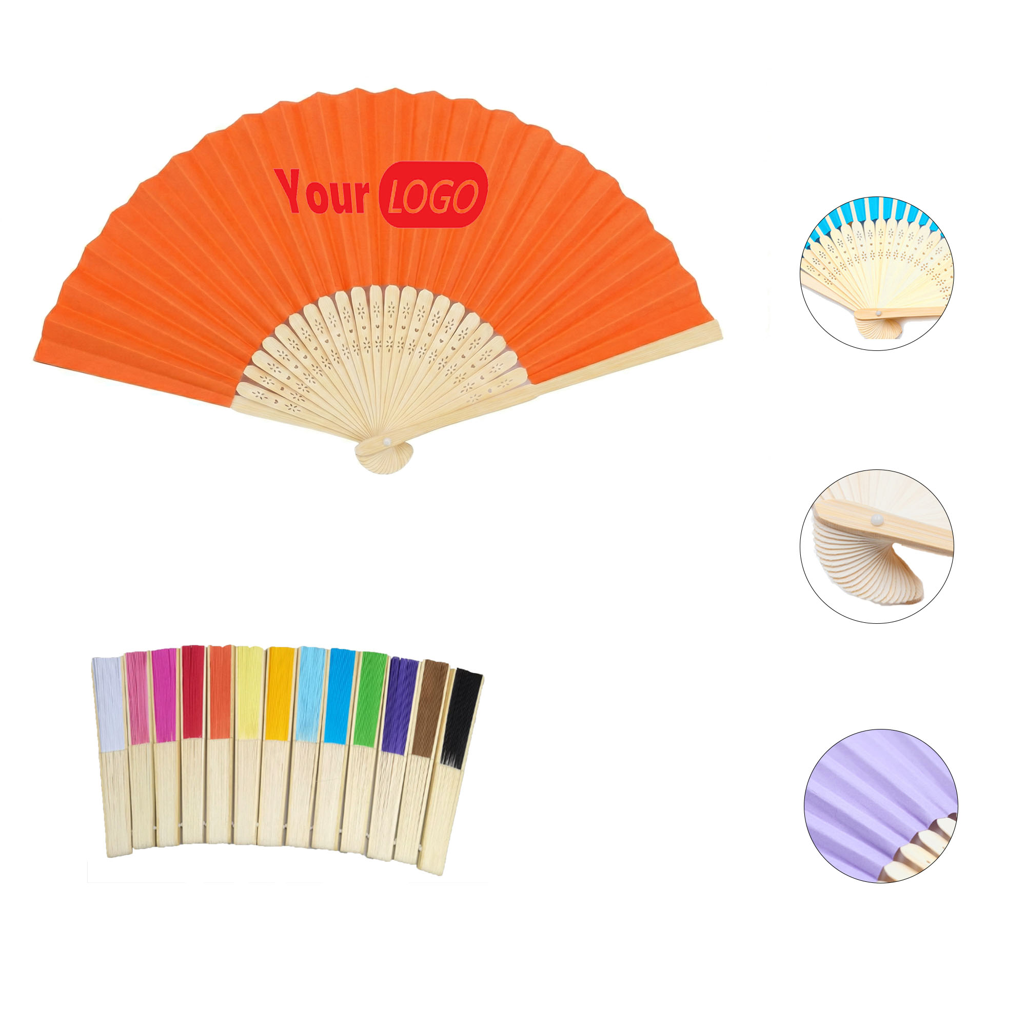 Bamboo Frame Folding Paper Hand Fan 2