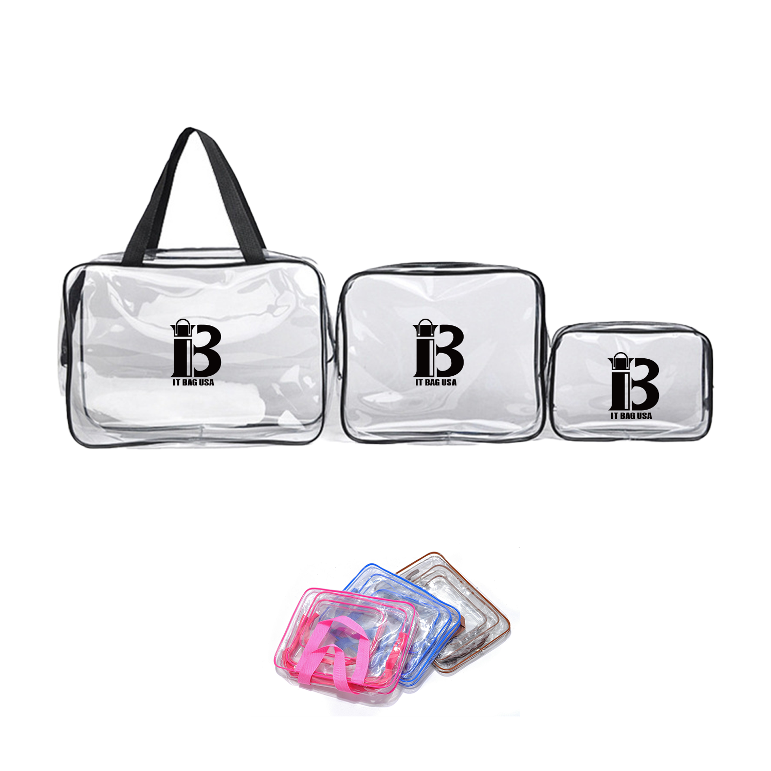 Clear Pvc Makeup Bag With Zipper Handle 1