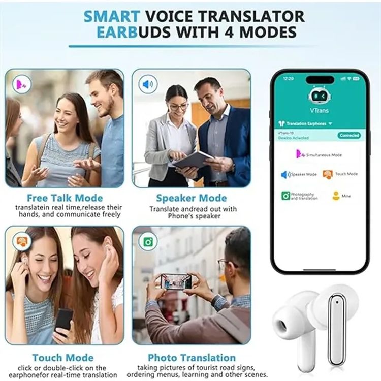 Two-Way Real-Time Language Translator Earbuds 2