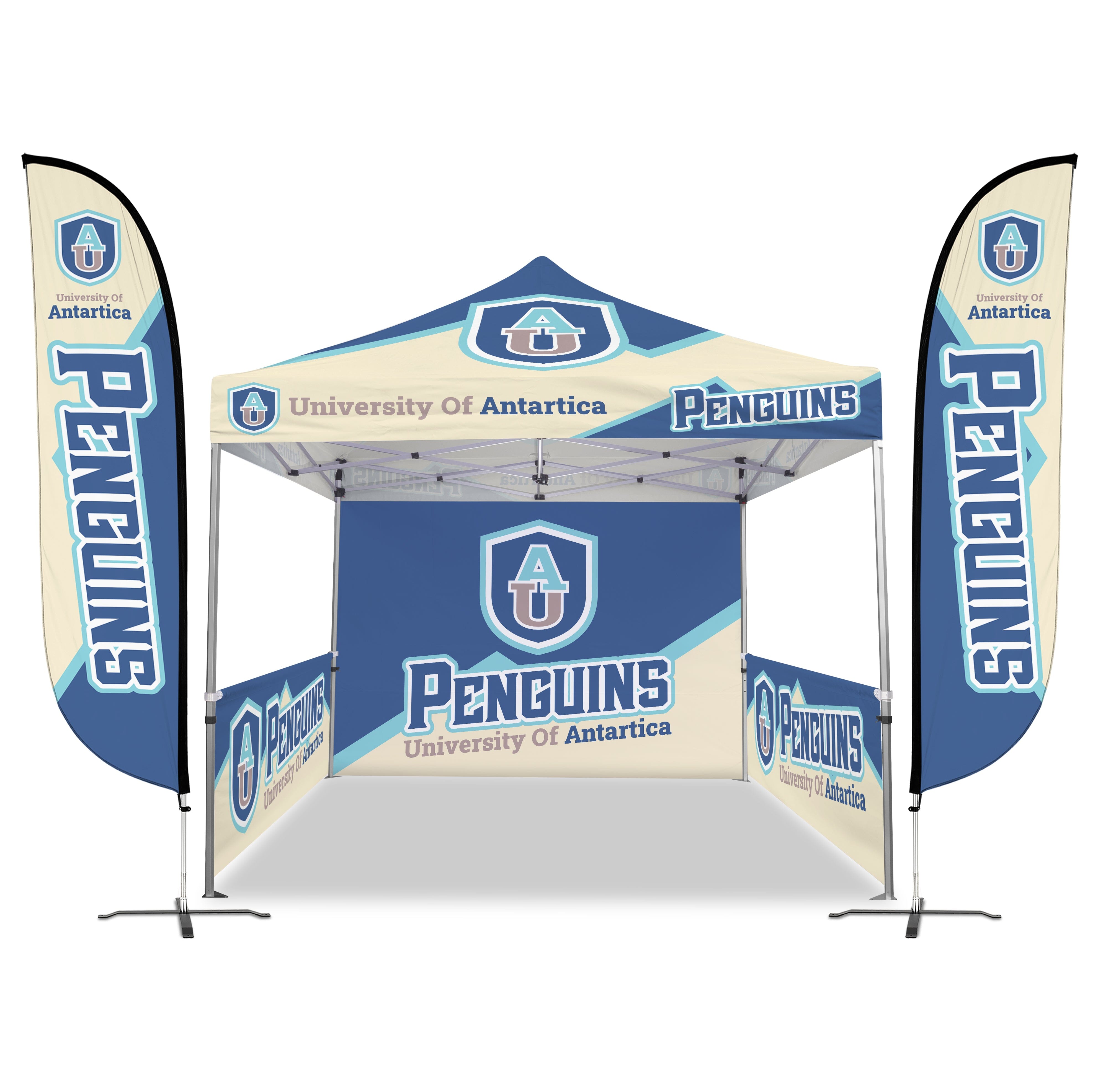 10ft x 10ft Custom Canopy Tent - W/ Walls & Flags 2
