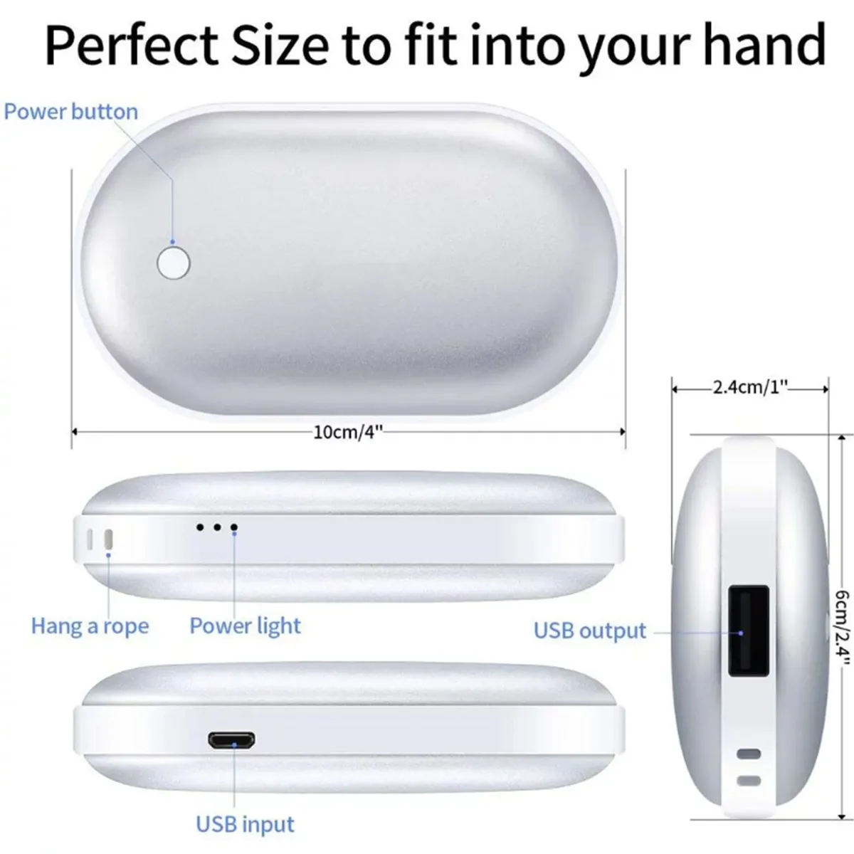 2 In 1 Reusable Portable Rechargeable Power Bank Hand Warmer 4