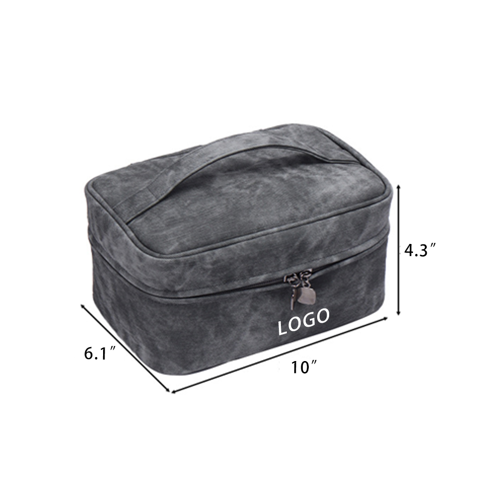 Double-layer denim pattern large-capacity hand-held cosmetic bag 2