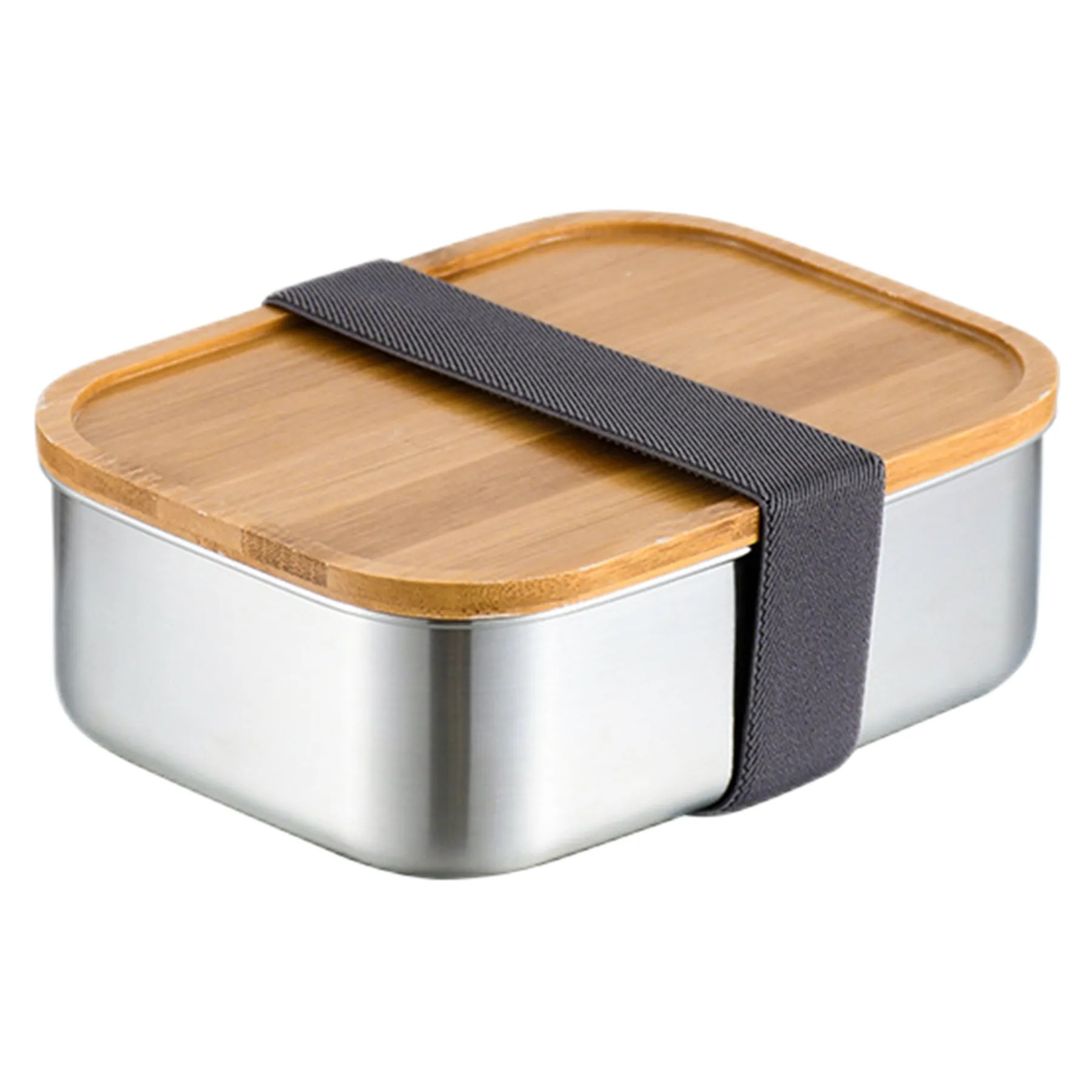 Stainless Steel Lunch Box W/ Wood Lid 2